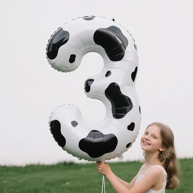 40 Inch Cow Print Balloon Number 3 Balloon,Number Balloons Cow Print Big Giant Jumbo Number 3 Foil Mylar Balloons for 13th Birthday Party Anniversary Events,Wedding Anniversary Party Decorations