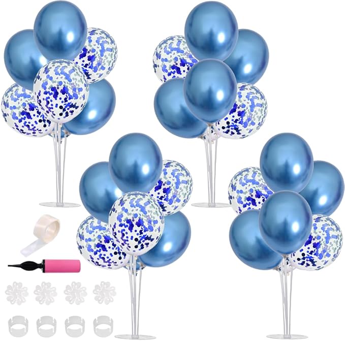 TONIFUL Blue Balloon Stand Centerpiece Table Decoration for Blue Party Decorations,Father's Day,Birthday Decorations,21st Men's Birthday,Balloon Arch Stand Class of 2026 Graduation Decorations (4 set)