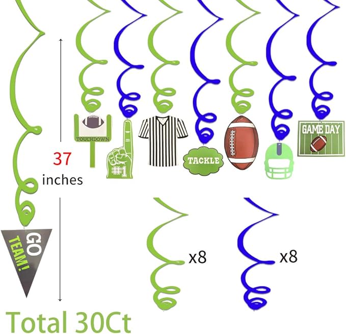 30Ct American Football Hanging Swirl Decorations - Football Game Day Decorations,Sport Game Day Party Supplies