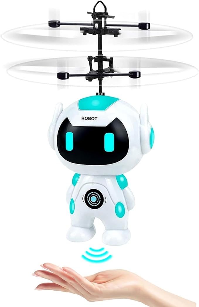 Flying Toys for Kids Mini Drones for Kids 8-12 with LED Light Indoor Rechargeable Mini Helicopter Toy Mini Robot Toy Cool Toys Gift for Boys & Girls Age 6-12