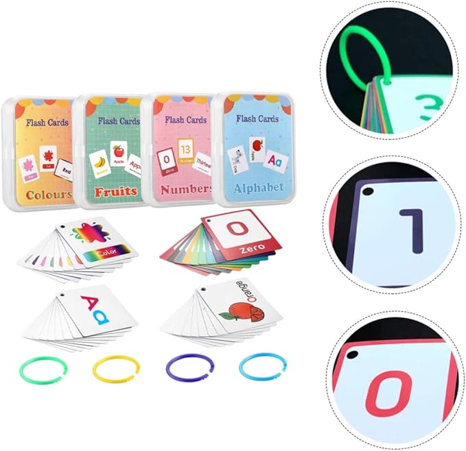 4pcs Lightweight Flash Cards for Boys and Girls Educational English Learning Cards Animals Numbers Portable Spelling and Word for Preschool Activities