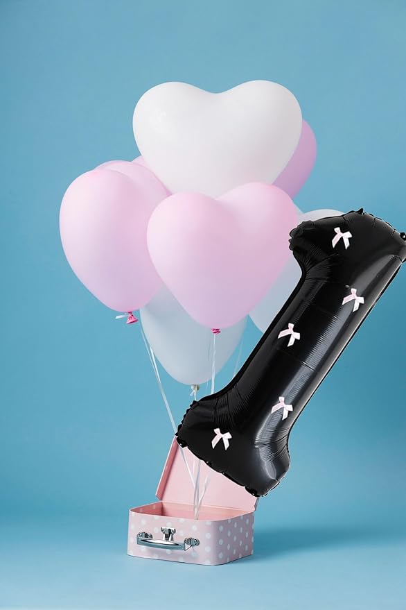 PLAP Birthday Number Balloon Bow Black Party Supplies 32 "Birthday Number Decoration (Number 1)