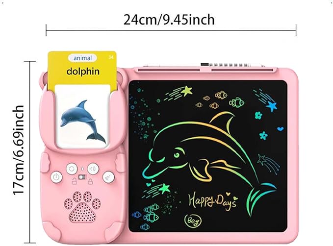 Audible Learning Cards - Child Language Builder, plasticse Reading Assistant, Sound Picture Cards, Handheld Study Aid | Phonics Teaching Machine Engaging Skill Development Activities with plasticse