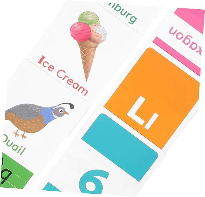 FRCOLOR 58Pcs Early Education Flash Cards for Ages Portable Lightweight Alphabet Numbers Colors Shapes Animal Teaching Word Cards for Cognitive Learning and School Use
