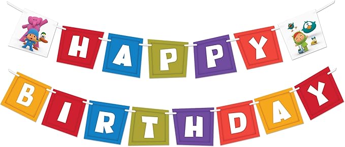 Treasures Gifted Officially Licensed Pocoyo Party Supplies Banner - (1) Pre-strung Banner - Pocoyo Birthday Decorations