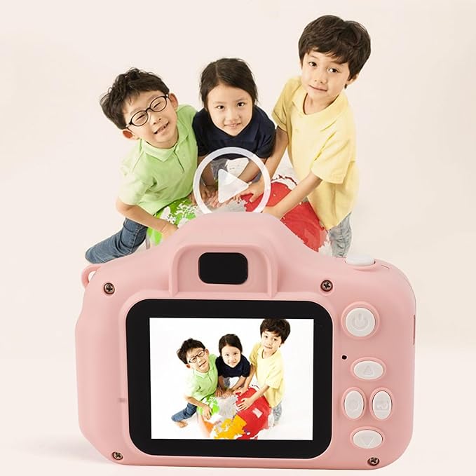 Kids Camera for Boys Girls, Video Recorder, Lightweight and Portable, Easy to Use, Ideal Gift with Cartoon Design and Lanyard, 200mah