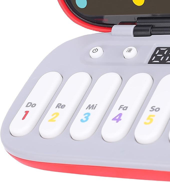 Music Rhythm Game Machine, Battery Operated 6 Levels Electronic Reaction Button Game, Handheld Puzzle with Music and Light for Children 3 to 16 Years Old (Red)
