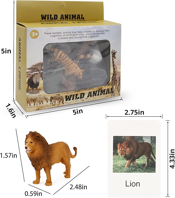 Montessori Animal Match, Miniature Forest Animal Toy Figurines with Matching Cards, Montessori Materials Homeschool Preschool Science Educational Matching Game for Toddler Kids (Zoo)