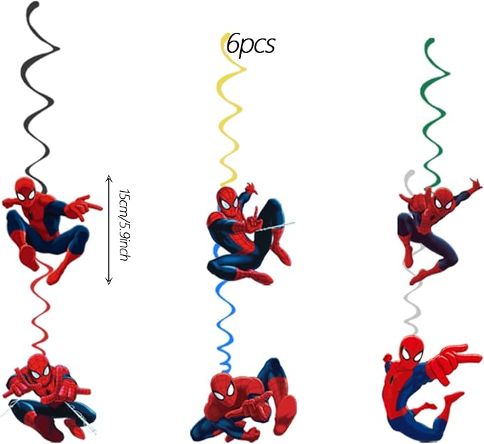 Cartoon spidey - themed birthday party supplies: "Happy Birthday" banner, 12inch latex balloons , 2 types of aluminium balloons hanging swirls,assemble the aluminum balloon