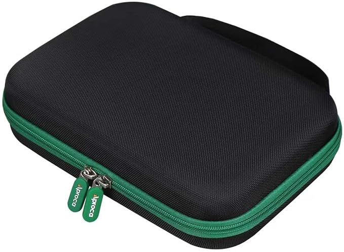 Aproca Case Compatible with Leapfrog LeapPad Academy Kids’ Learning Tablet/Epic Academy Edition/LeapPad Ultimate, Portable Storage Bag for Accessories -Black with Green Zipper