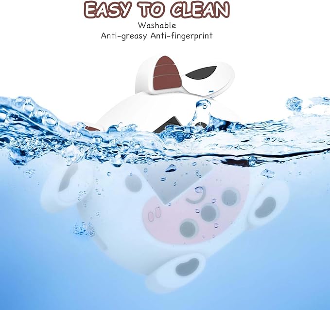 Silicone Protective case for Punirunes Interactive Digital Toy, Cute Cartoon Cow Design Skin Sleeve for Punirunes Electronic Pets Machine, with Lanyard Easy Carry,Scratch Shock Protection (White)