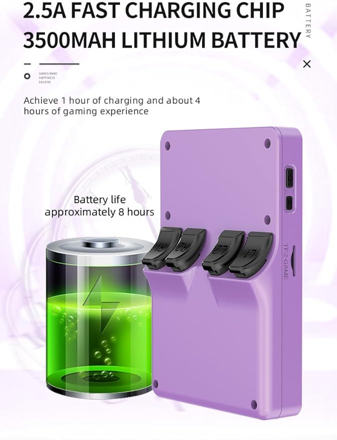 Powkiddy RGB20S Handheld Game Console Pow Kitty Handheld Arcade Game Built-in 15,000 Games & 64G 3.5 Inch IPS Screen Open Source System, Retro Games Consoles Classic Emulator (Purple1a)