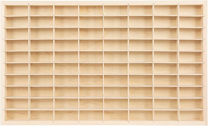 1:64 Scale Toy Car Display Case Organizer Storage, Wooden Wheel Rack Wall Mounted with 80 Compartments, Stylish Diecast Car Display Rack for Toy Car, Collectibles, Figurines (77.5x4x47cm)