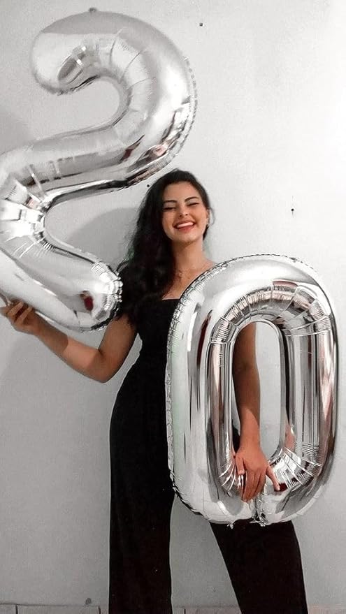 40 Inch Sliver Number 10 Balloon, Giant Number 10 Balloons for 10th Birthday Decorations, Party Supplies for Baby Boy Girl, Sliver Party Decor