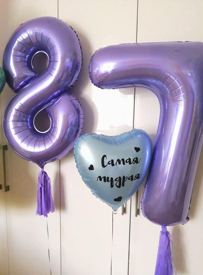 40 Inch Number Balloon Purple 7 Balloon Purple Party Decorations, 7 Number, Purple Seven Birthday, Number 7 Birthday Party Wedding Anniversary Decorations Supplies