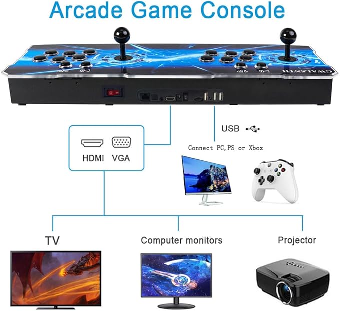 GWALSNTH 3D Pandora Box 80S Pro Arcade Games Console, 16800 in 1 HD Video Games Machine,Plug and Play Game at Home,WiFi Function