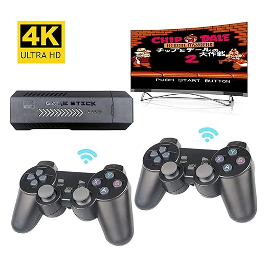 M10 X2PLUS 4K HD Wireless Game Console Built-in 55,000 Games, Plug and Play Video Game Console Emulators with Dual 2.4g Wireless Controllers, Retro Arcade Games for Kids Adults (256GB)