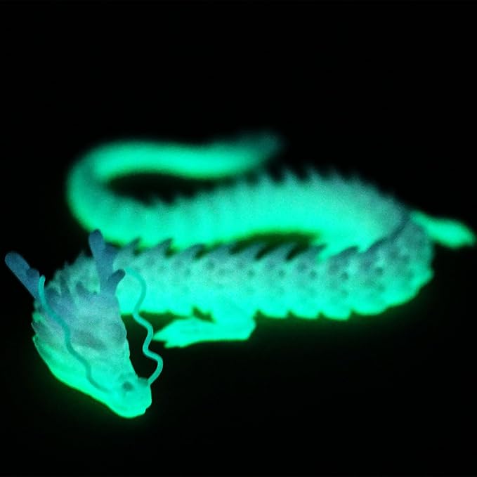 3D Printed Dragon Glow Dark,Flexible Dragon Model Statue,Home Office Decor,Interesting Toys for Autism/ADHD,Festival Gifts,Fidget Toys, Executive Desk Animals Toy (Glow in The Dark Gradient)