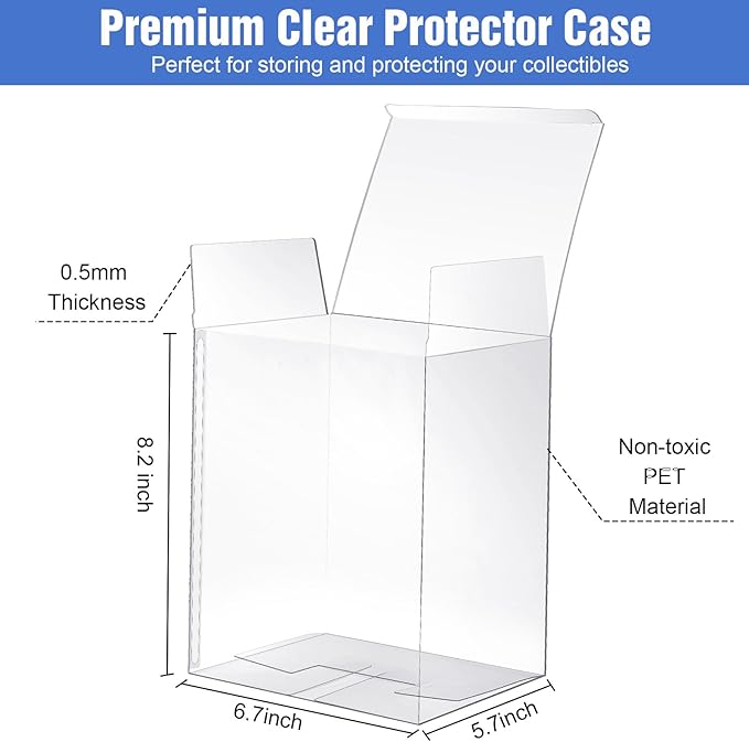 Yexiya 6 Pack Clear Plastic Display Case, 8.2 x 6.7 x 5.7 Inches, Shatterproof Alternative to Glass Box, Multipurpose Display Stand for Collectibles, Action Figures, Home Collectibles Dolls Storage