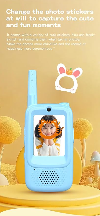 Kids Video Walkie Talkie Set, 2 Video Walkie Talkie Toys for Kids with 2.0" Screen, Voice Changer, Voice Chat,Photo Share,Emojis,300m Range, Blue and Pink, for Children 3-12 Years (Pink+Blue)