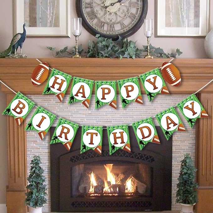 Football Party Decorations Happy Birthday Banner Party Supplies String Flags Football Bowl Game Sport Themed Bunting Sign Party Decor Favors