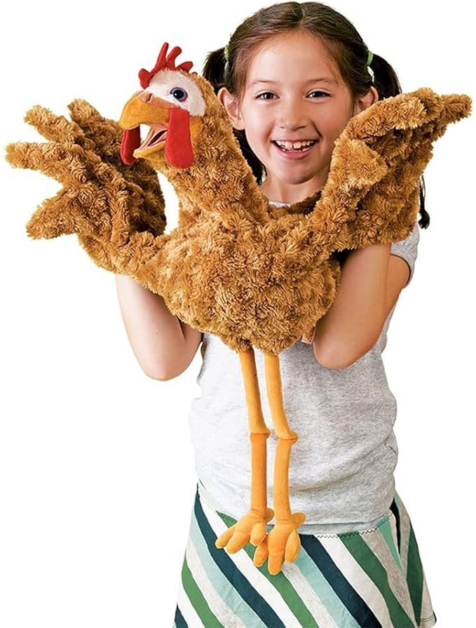 Folkmanis Chicken Two-Handed Puppet, Orange-red, 1 EA