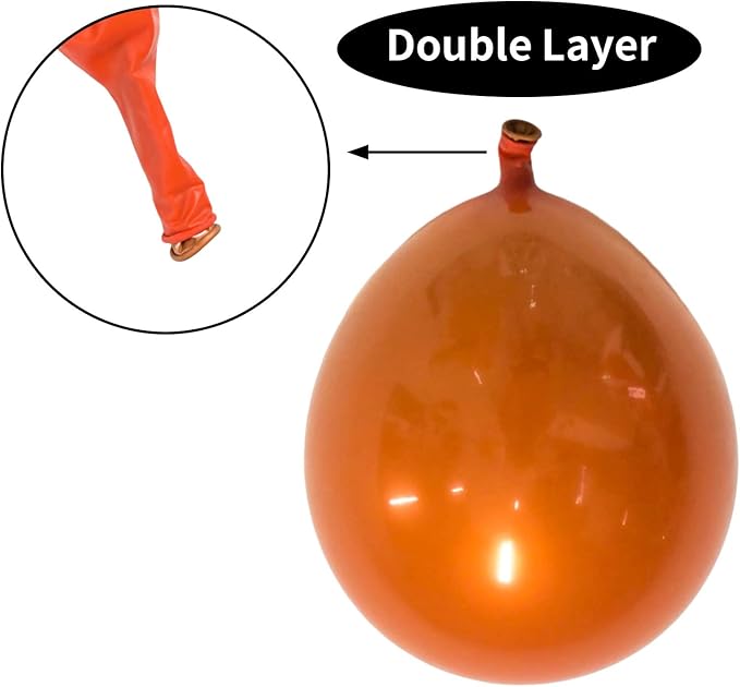 Metallic Orange Balloons 12 Inch, Double Stuffed Chrome Burnt Orange Balloons, Shiny Thick Chrome Metallic Latex Helium Balloon for Halloween Birthday Wedding Party Decoration Supplies