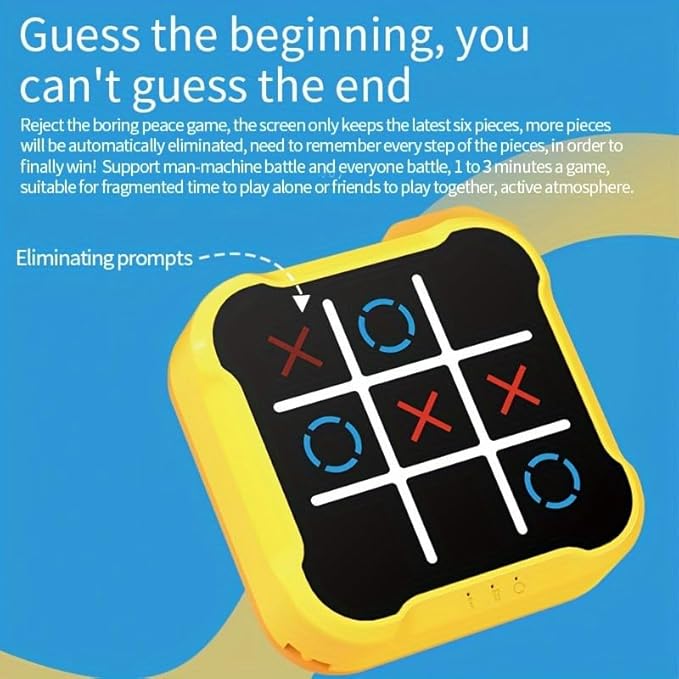 Handheld Tic Tac Toe Game Machine, Electronic Portable Travel Games for Kids & Adults, Office Break and Car Journey Entertainment (Orange)