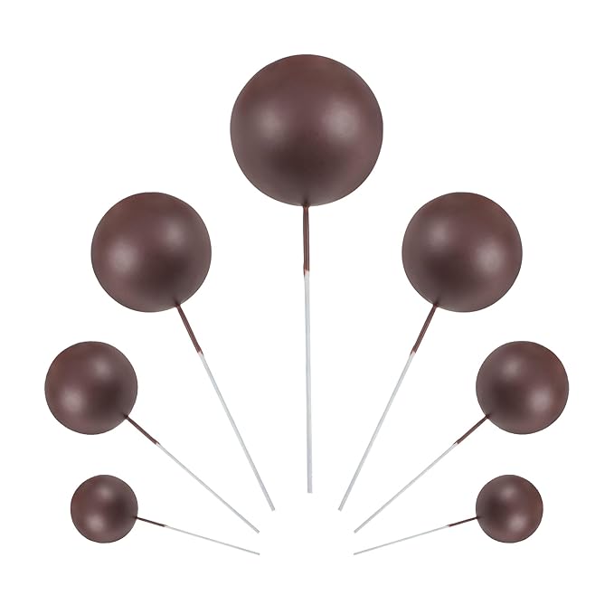 Gyufise 30Pcs Ball Cake Toppers Balls Cupcake Toppers Foam Ball Shaped Cake Picks DIY Balloons Cake Insert Topper for Wedding Enagement Baby Shower Birthday Party Cake Decorations Supplies Coffee