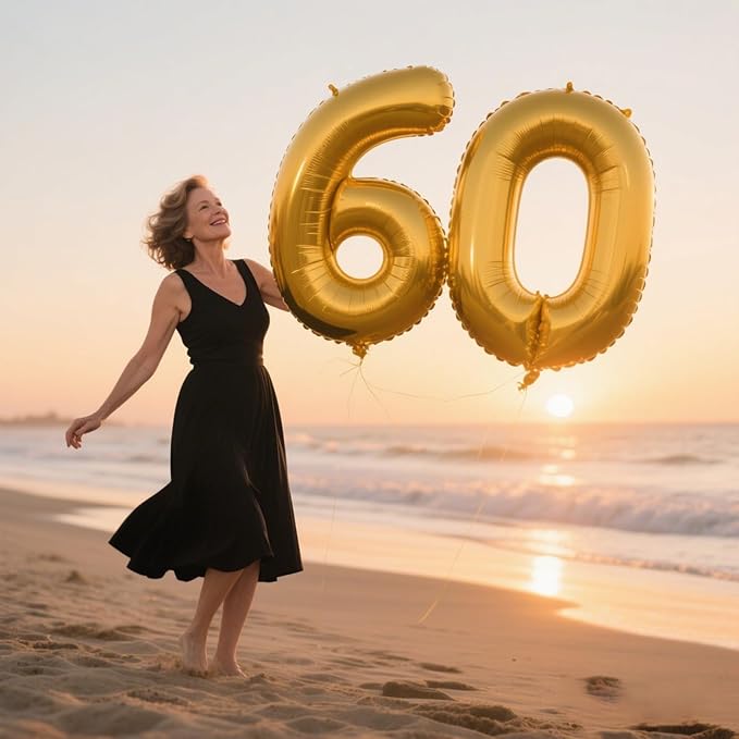 40 Inch Gold Balloon Number 60 Balloon,Jumbo Mylar Foil Helium Balloon for 60 Birthday Digital Balloons for Birthday Party,Wedding Anniversary Party Decorations