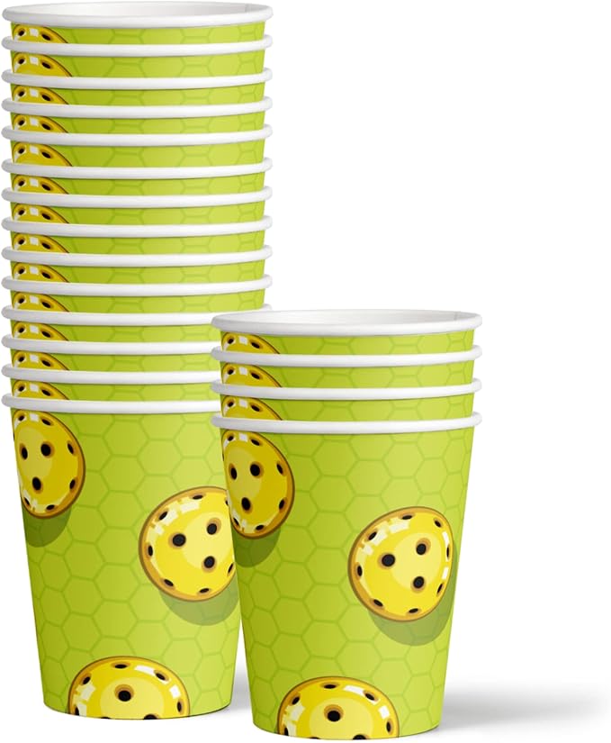 Pickle Ball Birthday Party Supplies - Pickleball Party Supplies - Summer Paper Plates | Disposable Tableware Set Includes Plates Napkins and Cups | Kit for 16