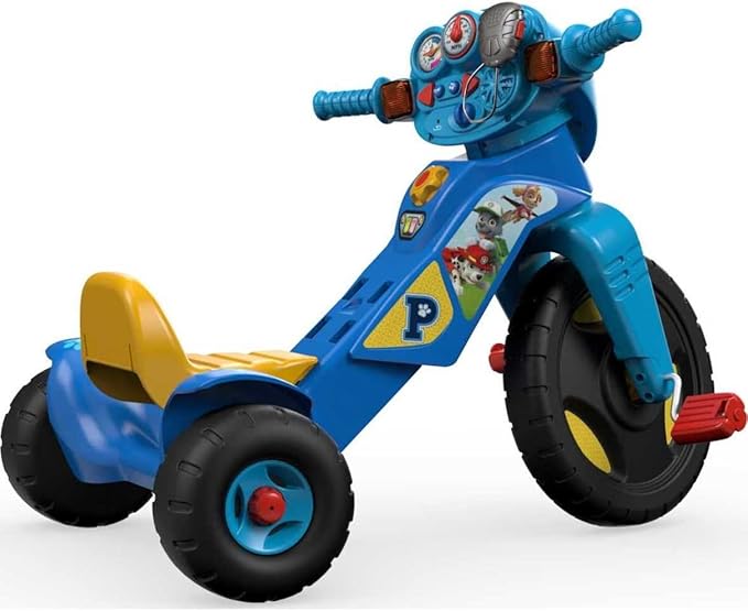 Fisher-Price Toddler Tricycle Nickelodeon PAW Patrol Lights & Sounds Trike, Toy Bike with Handlebar Grips & Storage for Outdoor Play Kids Ages 2+ Years