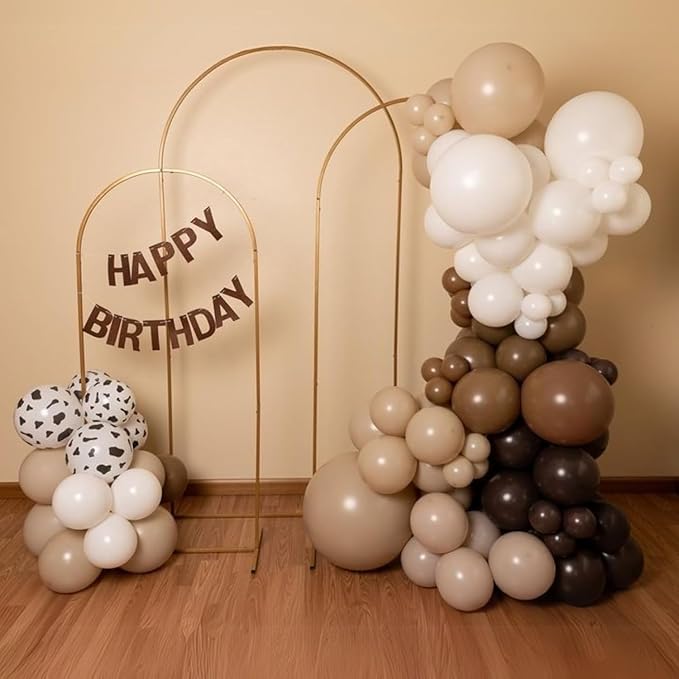 Cow Brown Balloons, 60Pcs 12 Inch Cow Print Coffee White Metallic Gold Latex Balloon, Tan Nude Neutral Beige Helium Balloons for Farm Western Theme Cowboys Cowgirls Birthdays Baby Shower Party Decor