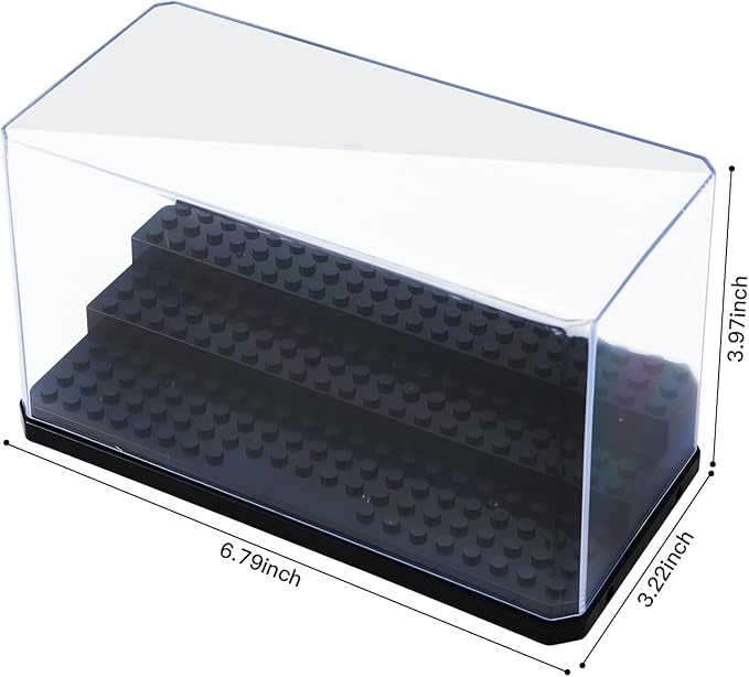 Medium-Sized Miniature Display Case for Figures, 2 Pack Building Block Display Cases for Collectibles, Acrylic Display Storage Box, Gift for Action Figure & Miniatures Toys Lovers