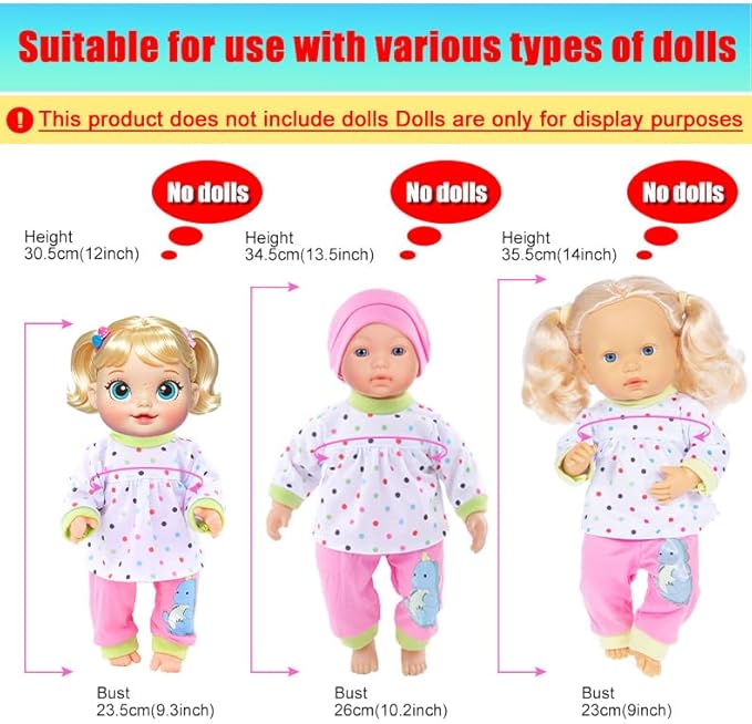 iBayda 10 Sets Doll Clothes & Accessories - Playtime Outfits with Hats and Headbands for 10/12/14 Inch New Born Baby Dolls (No Doll Included)