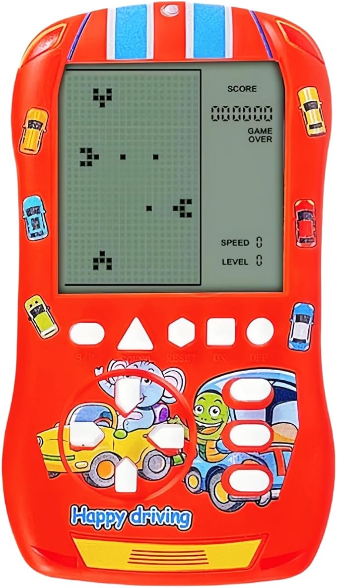 Sports Car Appearance Block Game Console Big Screen Built-in 23 Brick Games 824 Modes Adjustable Speed/Difficulty 70s/80s/90s Handheld Game Decice Kids/Teens/Birthdays (Red)