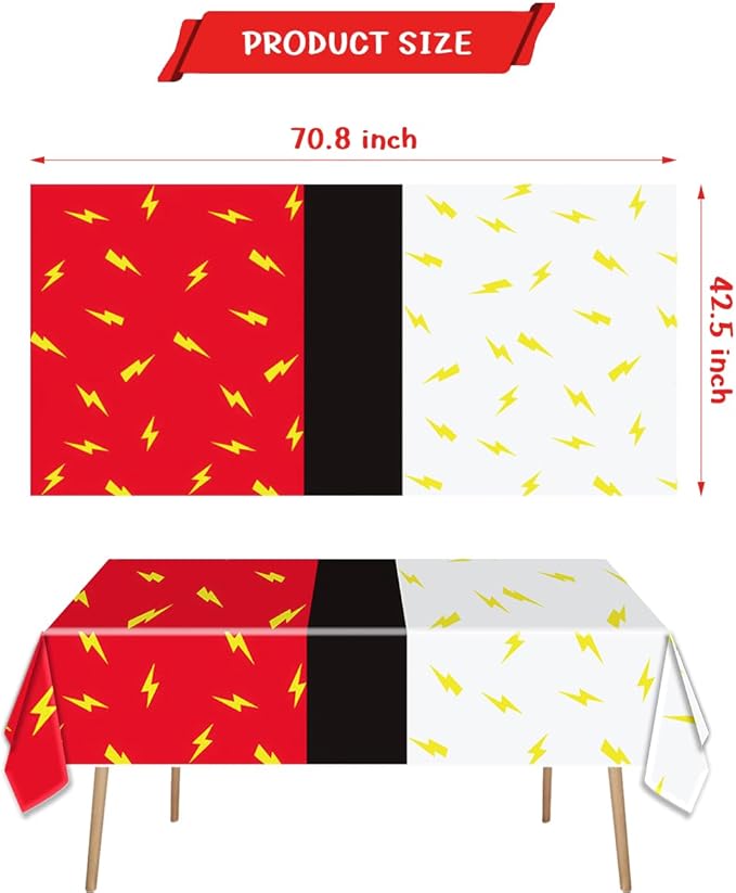 2Pcs Cartoon Animation Party Tablecloths 70.8×42.5 inch Red and White Tablecloths Table Decorations Party Supplies (White)