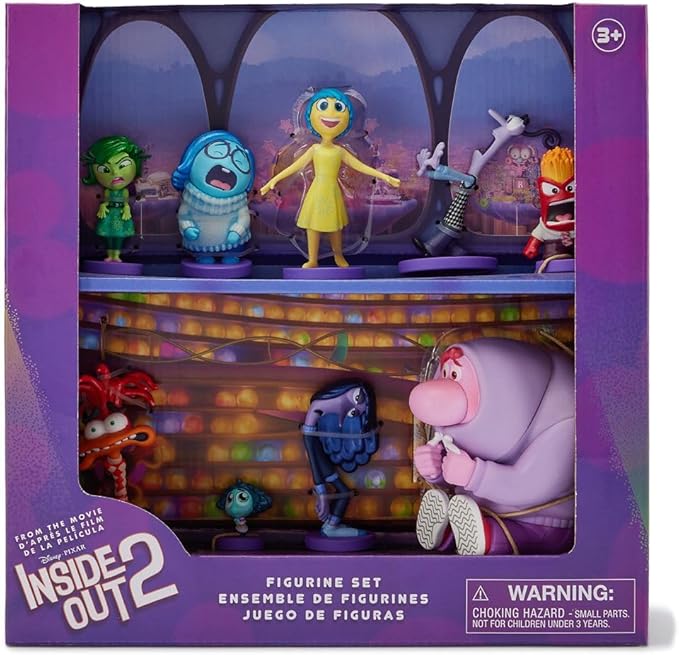 Disney Store Official Inside Out 2 Figure Set – 9 Fully Sculpted Disney Figures Including Anger, Joy, Envy, Sadness & More in Double-Tiered Box with Scenic Backgrounds