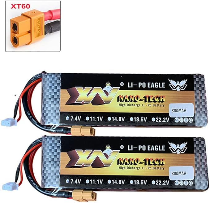 Remote App Controlled Watercraft Replacements Battery Propeller Servo Parts for 2.4G S4.0 Pro Remote Control Boat Electric RC Watercraft TOMIC SR85 (7.4V 5300mAh 2Packs)
