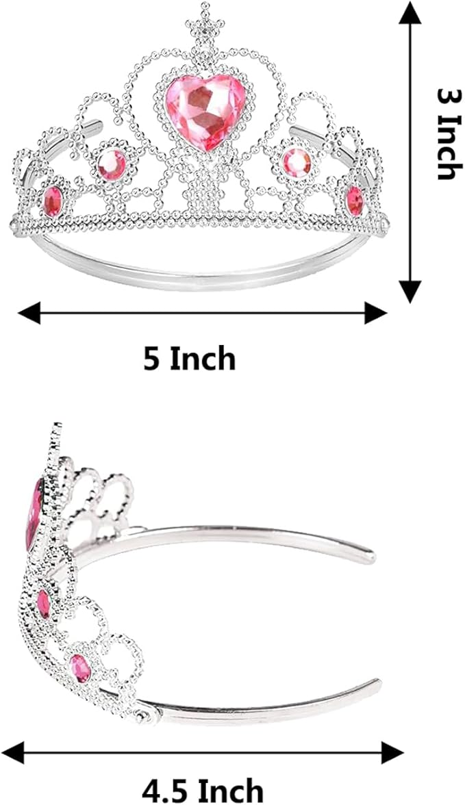 S & E TEACHER'S EDITION 60 Pcs Tiaras Crown Set, Princess Pretend Play Dress Up Set 12 Crowns 12 Wands 24 Rings 12 Nacklaces Princess Jewelry Toys for girls Costume Party Accessories