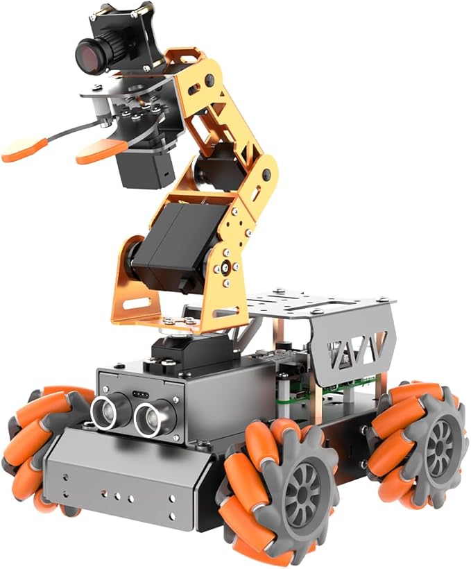 MasterPi 5DOF Robotic Arm for RaspberryPi 5 AI Vision Tracking Target Sorting Line Follow Open Source Programming Smart Robot Car Kit for Teen Adult STEM Educational Building Robot, with RPi 5 4GB