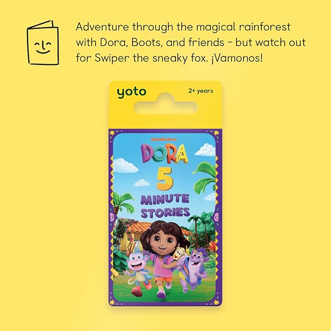 Yoto 5-Minute Dora Stories - Kids Audio Card for Use with Player & Mini All–in–1 Audio Player, Educational & Screen–Free Listening with Fun Playtime, Bedtime & Travel Stories, Ages 2-5