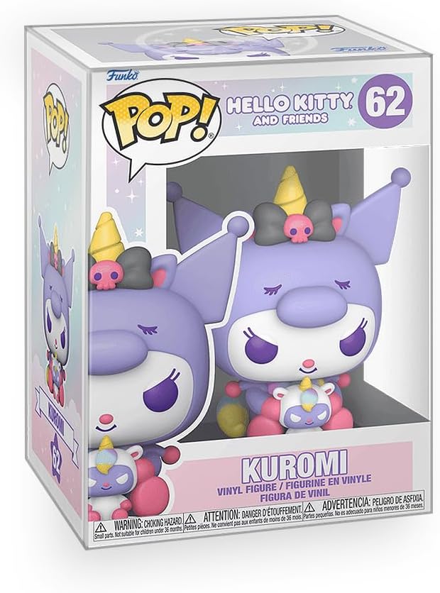 Hello Kitty and Friends - Kuromi Unicorn Party Vinyl Figure Collectibles Bundle with Compatible Funko Pop Box Protector