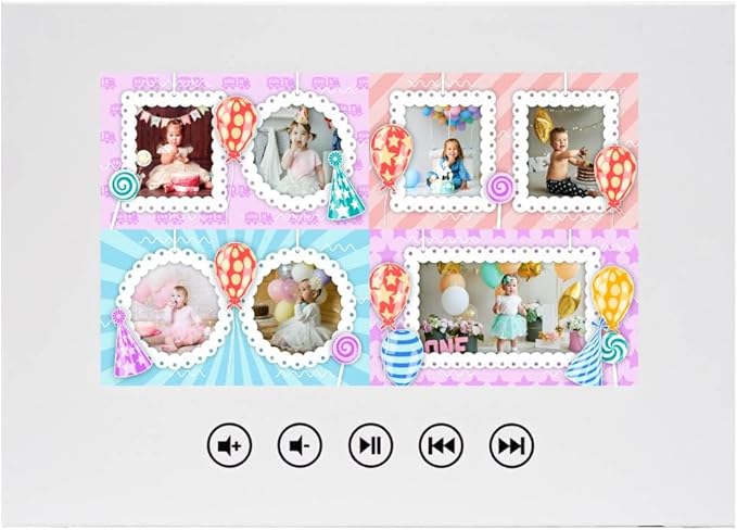 Infant Personalized Birthday Video Greeting Card – Create Slideshow with Your Photos – Adorable Gift for Babies – 7-Inch Digital Screen, 4GB Storage, Rechargeable Battery, USB Charging