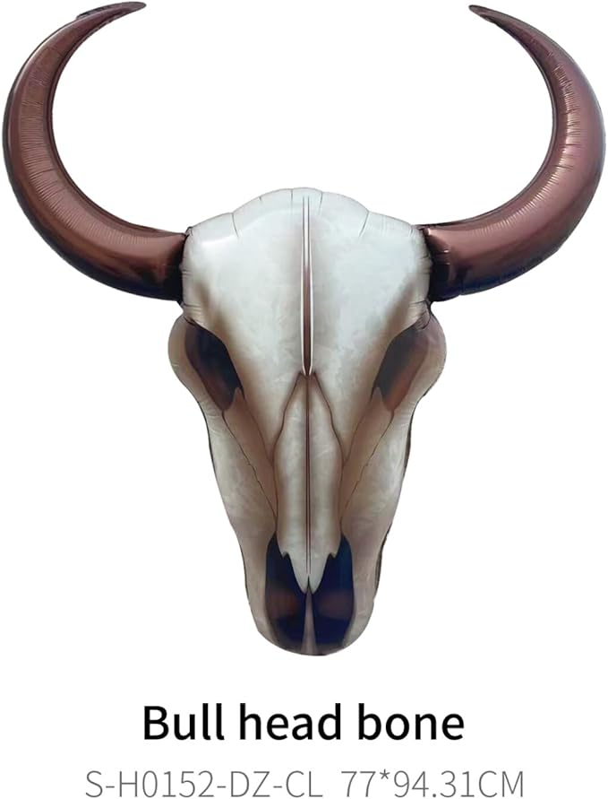 4Pcs Western Long Horn Cow Balloons/37Inch Cowboy Longhorn Aluminium Foil Balloon for Party Wall/Last Rodeo Bachelorette Party Supplies/Western Party Decorations/Bull Skull Wall Decor