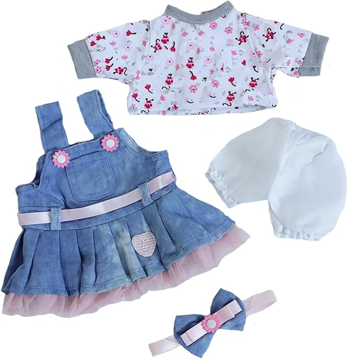 Reborn Baby Dolls Clothes for 17-22 inch Newborn Baby Dolls Girl Outfits Accesories 【 Skirt 5pcs Set 】