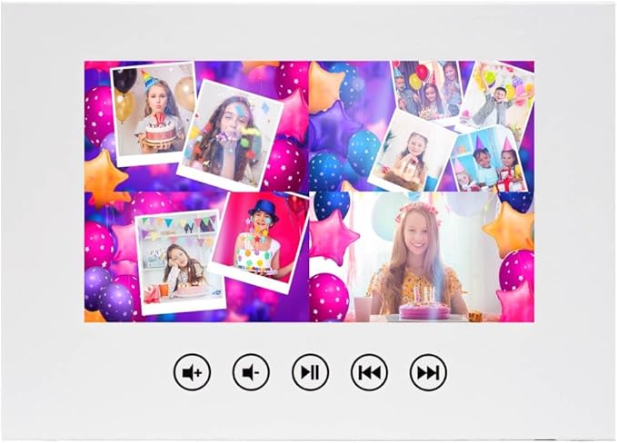 Personalized Kids Video Greeting Card – Upload Your Photos – Animated Birthday Slideshow – 7” IPS Screen, 8GB Internal Memory, Long Battery Life, USB Charger Included