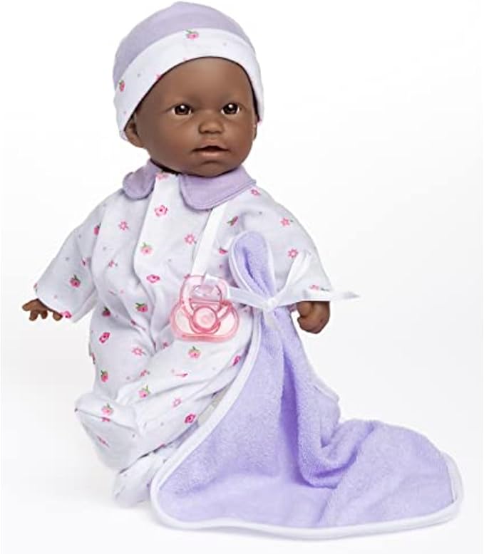 JC Toys La Baby African American Baby Doll Set – 11 Inch Soft Baby Doll with Accessories Including a Removable Purple Outfit – Small Baby Doll Toy for Children 12 Months and Older