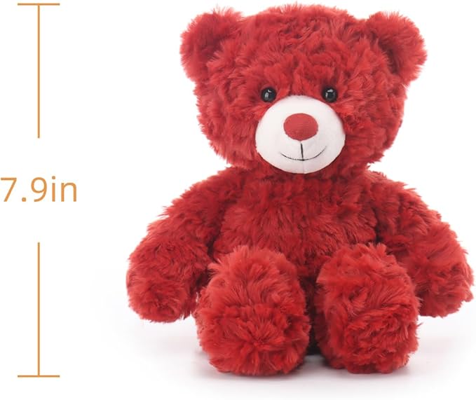 Apricot Lamb Plum Red Flower Bear Stuffed Animals for Kids, Soft Cute Plush Toys for Baby Girl and Boy, 7.9 Inches