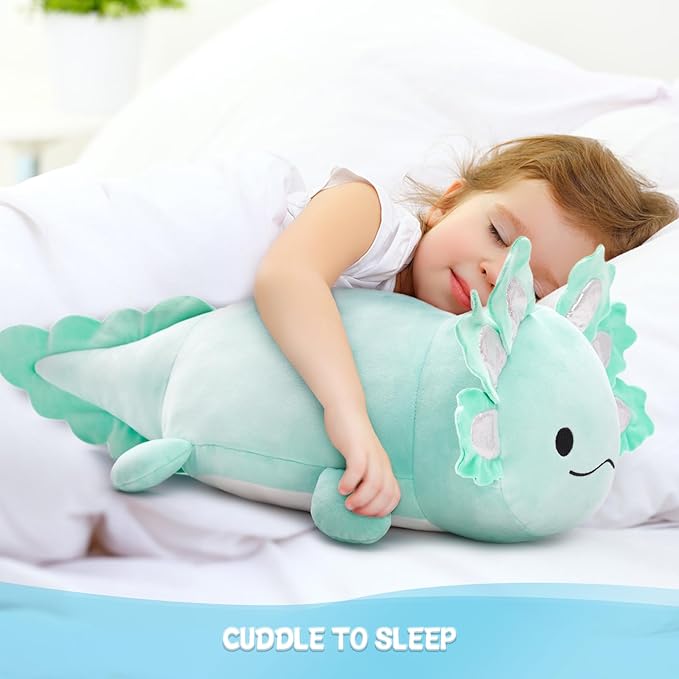 4Pcs Axolotl Plush, Large Salamander Stuffed Animal Mommy 24" with 3 Babies in Tummy, Plushie Pillow Gifts for Kids